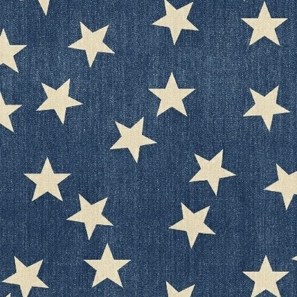 Cotone Americano Effetto Jeans Con Stelle