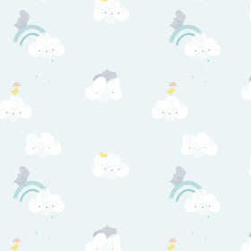 Katia Fabrics Popeline Sky Cloud Rhinos