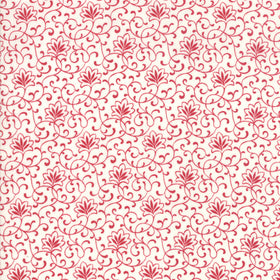 Acquista panna-rosso Cotone Americano Fiori Ghirigori